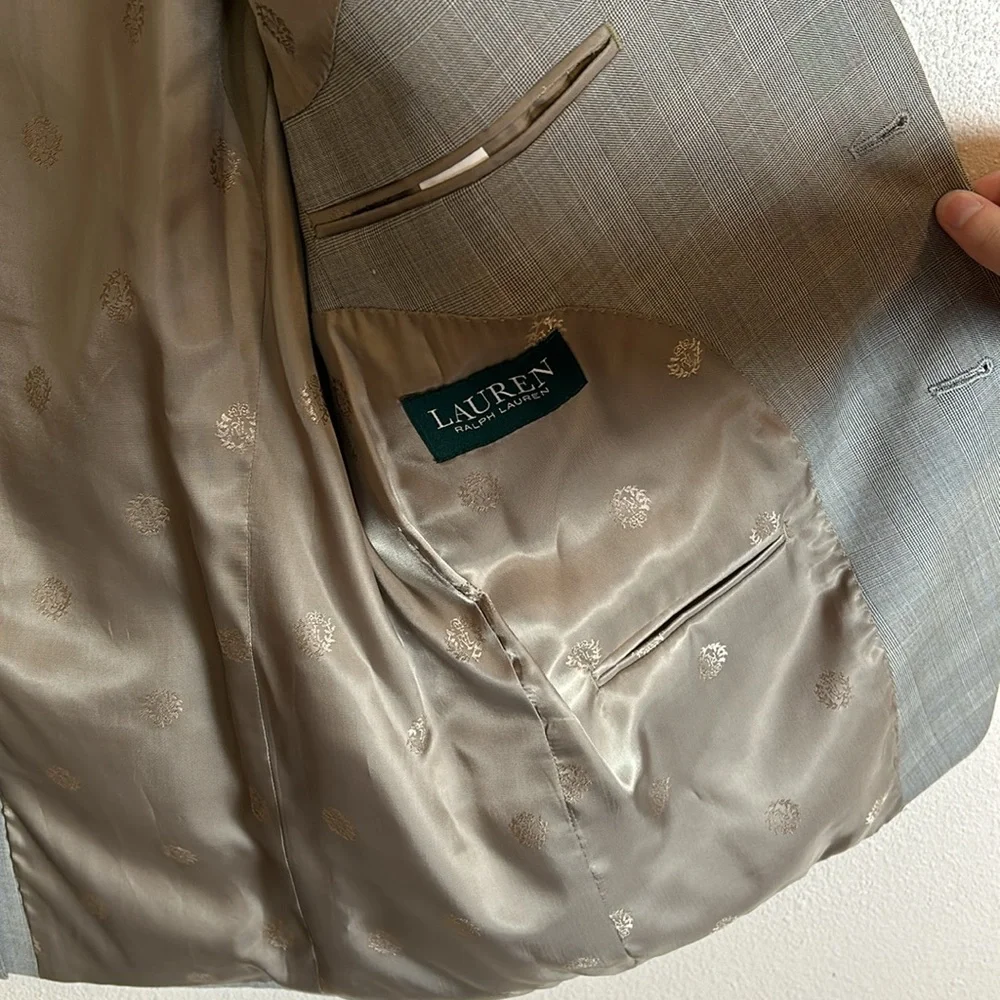 Ralph‎ Lauren Grey Suit Jacket Plaid Two Button
